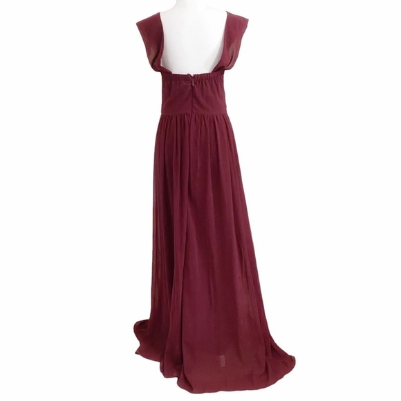 Soiéblu BURGUNDY CREAM BEADED CHIFFON CORSET FORMAL EVENING BALL GOWN DRESS - Picture 3 of 12